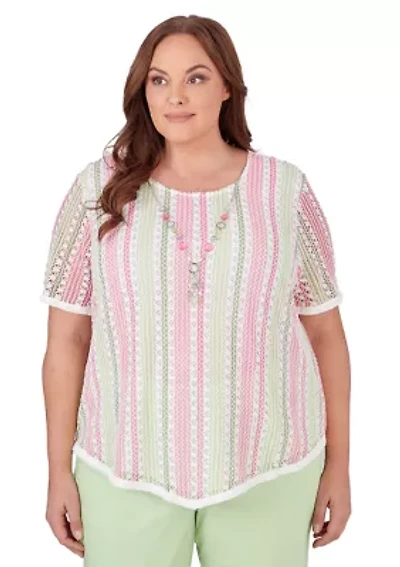 Plus Miami Beach Vertical Texture Stripe Top