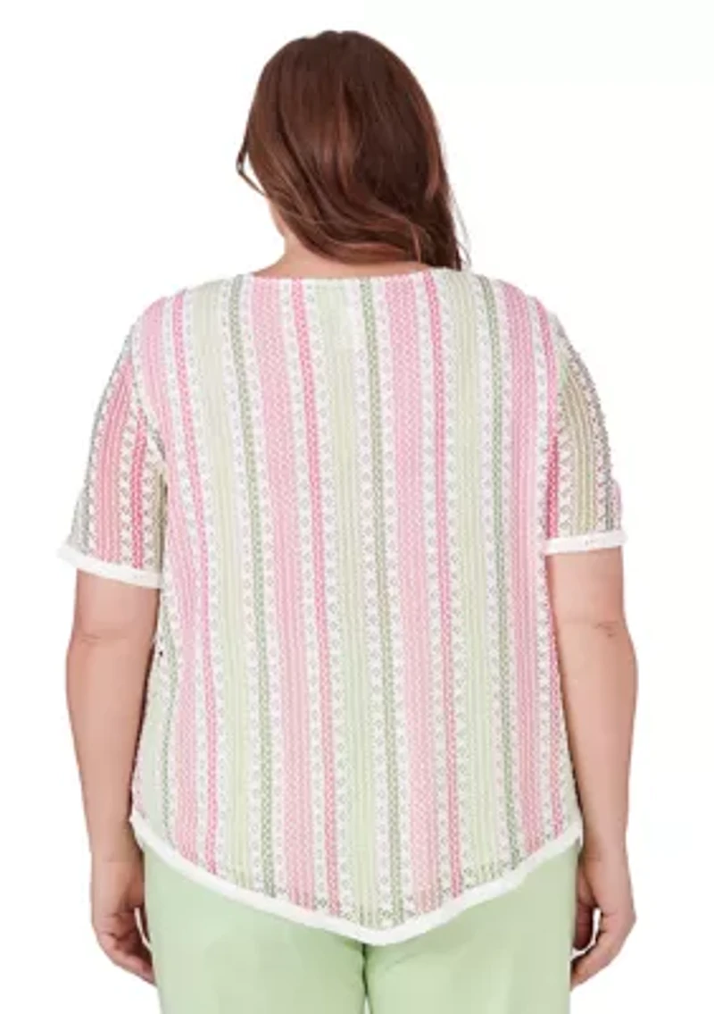Plus Miami Beach Vertical Texture Stripe Top