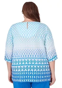 Plus Neptune Beach Ombre Ikat Diamond Top