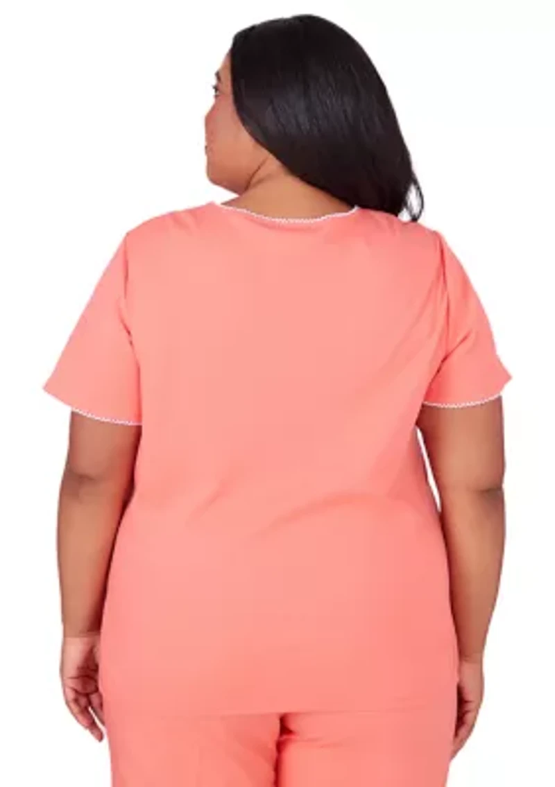 Plus Neptune Beach Medallion Cut Out Yoke & Border Top