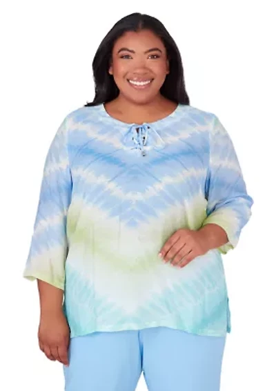 Plus Hyannis Port Tie Dye Chevron Top