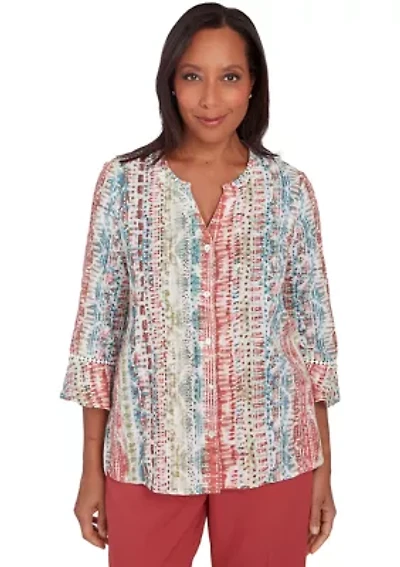 Petite Sedona Sky Vertical Texture Print Top