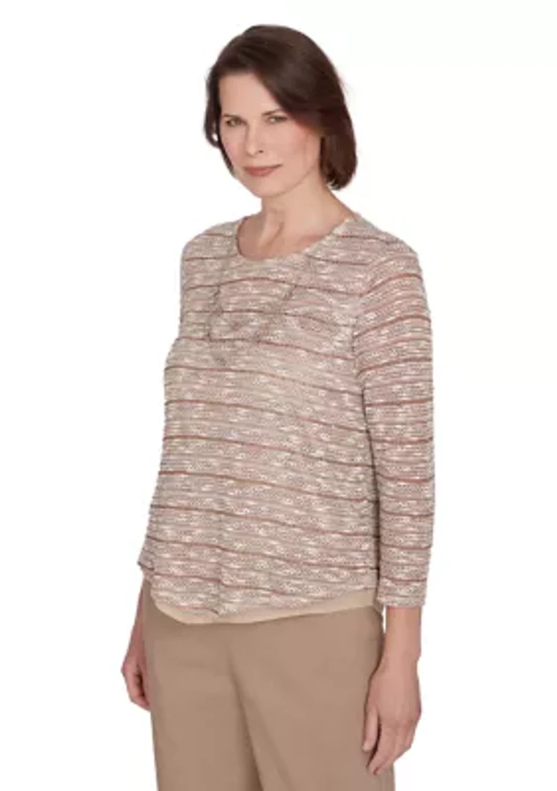 Petite Charm School Space Dye Texture Biadere Top