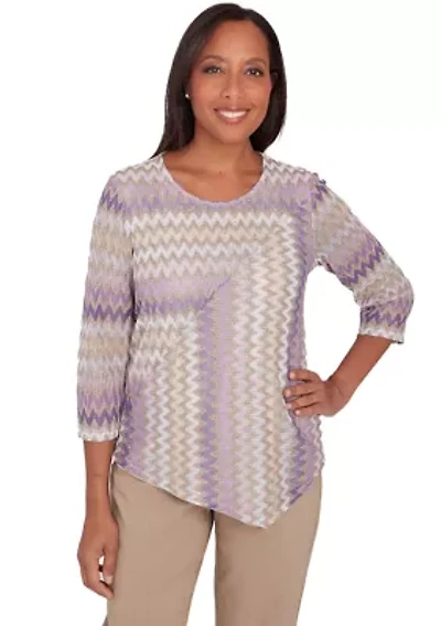 Petite Charm School Spliced Zig Zag Stripe Top