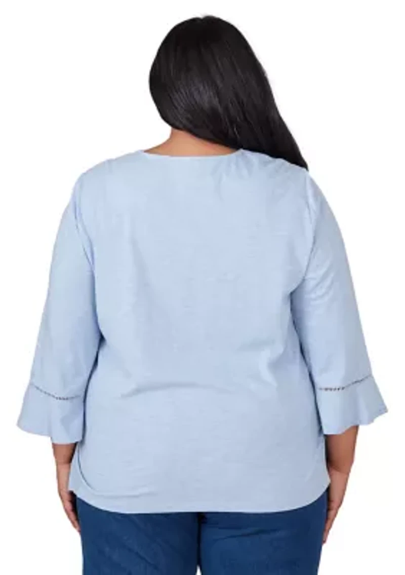 Plus Scottsdale Chevron Floral Embroidery Top