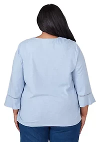 Plus Scottsdale Chevron Floral Embroidery Top