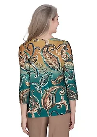 Petite Paisley Ombré Printed Knit Top