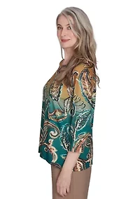 Petite Paisley Ombré Printed Knit Top