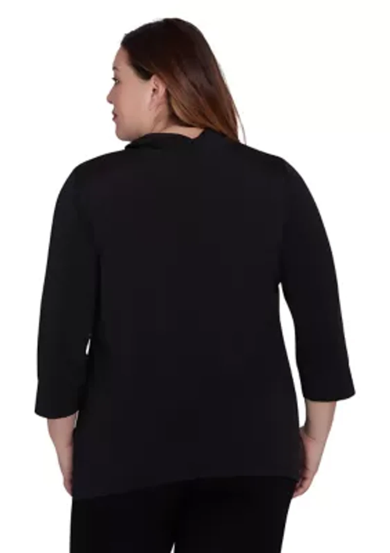 Plus Rue Rivoli Spliced Floral Texture Printed Sweater