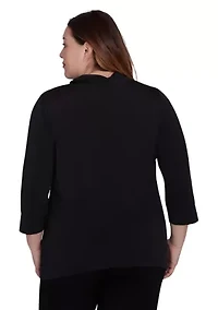 Plus Rue Rivoli Spliced Floral Texture Printed Sweater