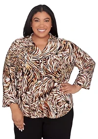 Plus Rue Rivoli Brushstroke Texture Printed Top