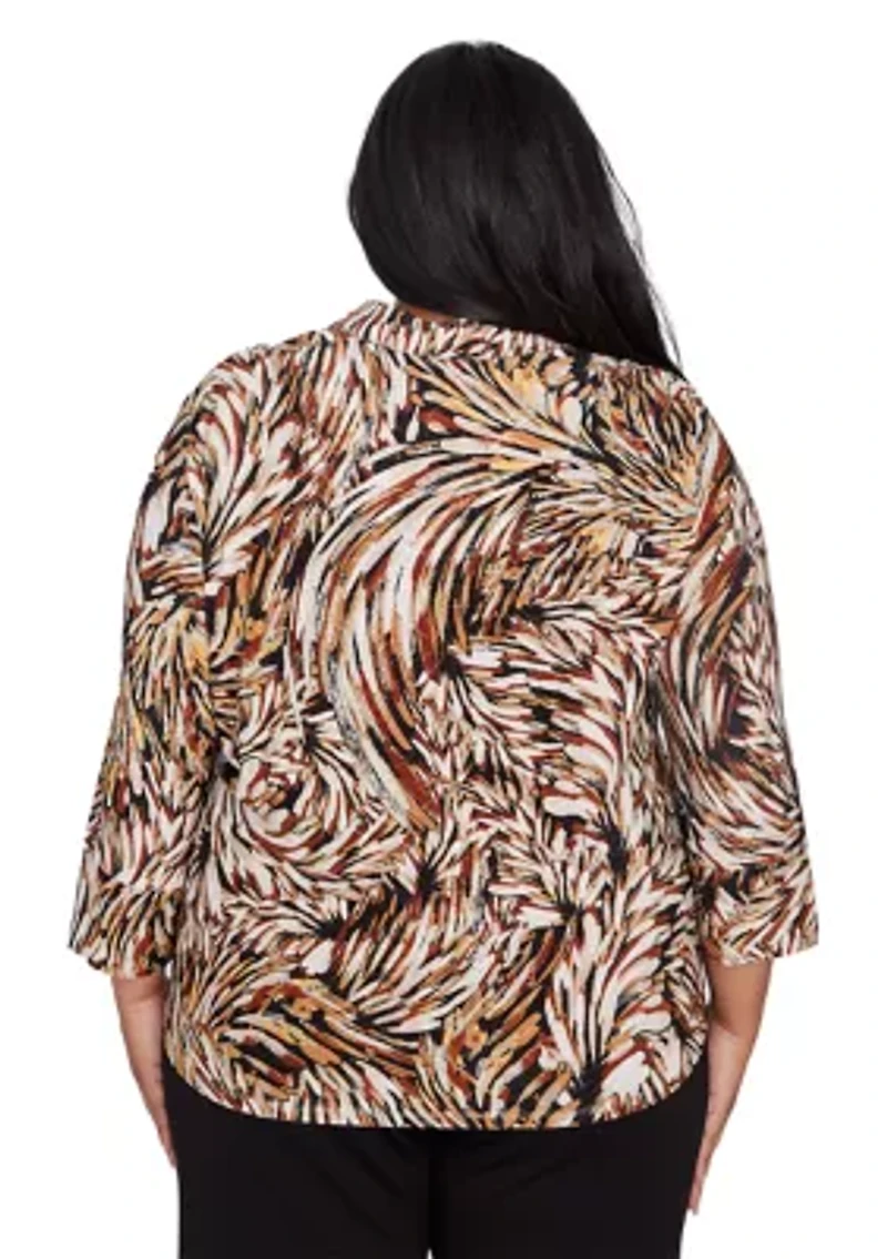 Plus Rue Rivoli Brushstroke Texture Printed Top