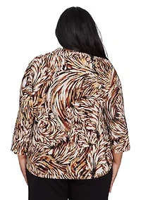 Plus Rue Rivoli Brushstroke Texture Printed Top