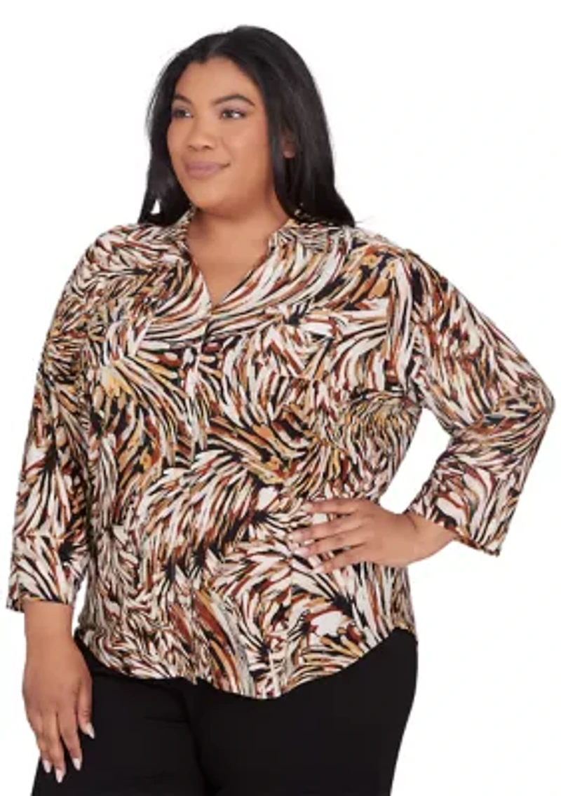 Plus Rue Rivoli Brushstroke Texture Printed Top