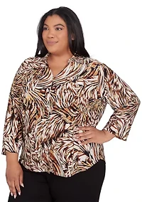 Plus Rue Rivoli Brushstroke Texture Printed Top