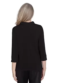 Petite Rue Rivoli Spliced Floral Embroidered Texture Top