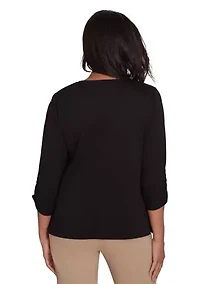 Petite Rue Rivoli Embroidered Leaf Yoke Top