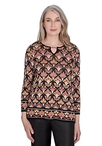Petite Rue Rivoli Border Floral Printed Top