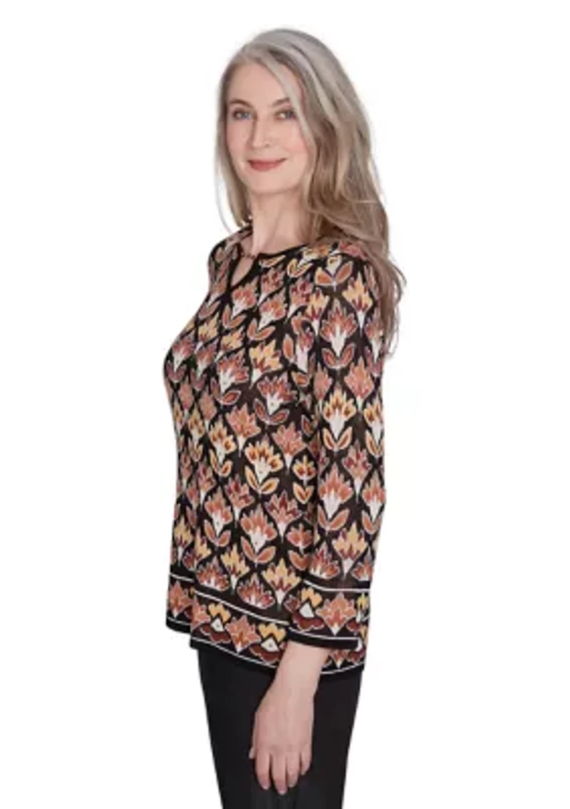 Petite Rue Rivoli Border Floral Printed Top