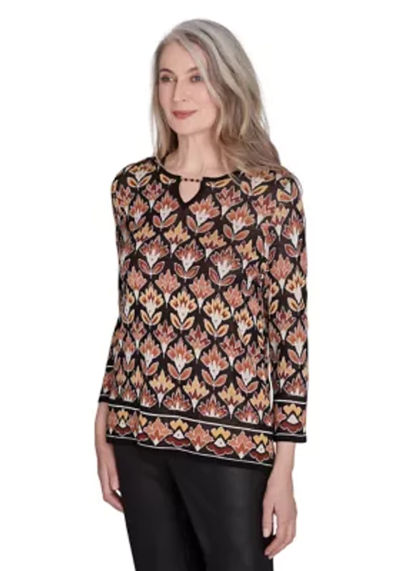 Petite Rue Rivoli Border Floral Printed Top
