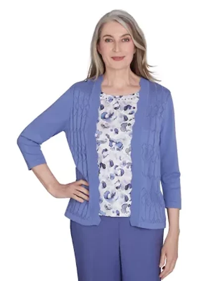 Petite Worth Avenue Animal Printed Inner 2Fer Top