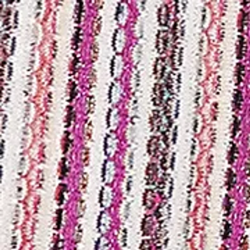 Petite Wine Country Stripe Metallic Texture with Woven Trim Top