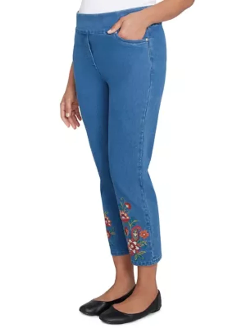 Women's Harvest Moon Paisley Floral Embroidered Ankle Pants