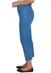 Women's Harvest Moon Paisley Floral Embroidered Ankle Pants