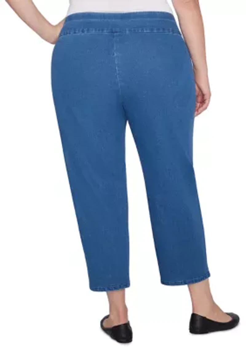 Plus Harvest Moon Paisley Floral Embroidered Ankle Pants