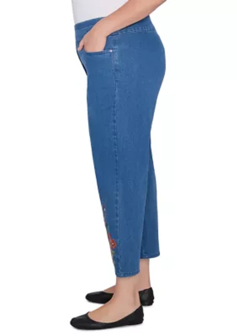 Plus Harvest Moon Paisley Floral Embroidered Ankle Pants