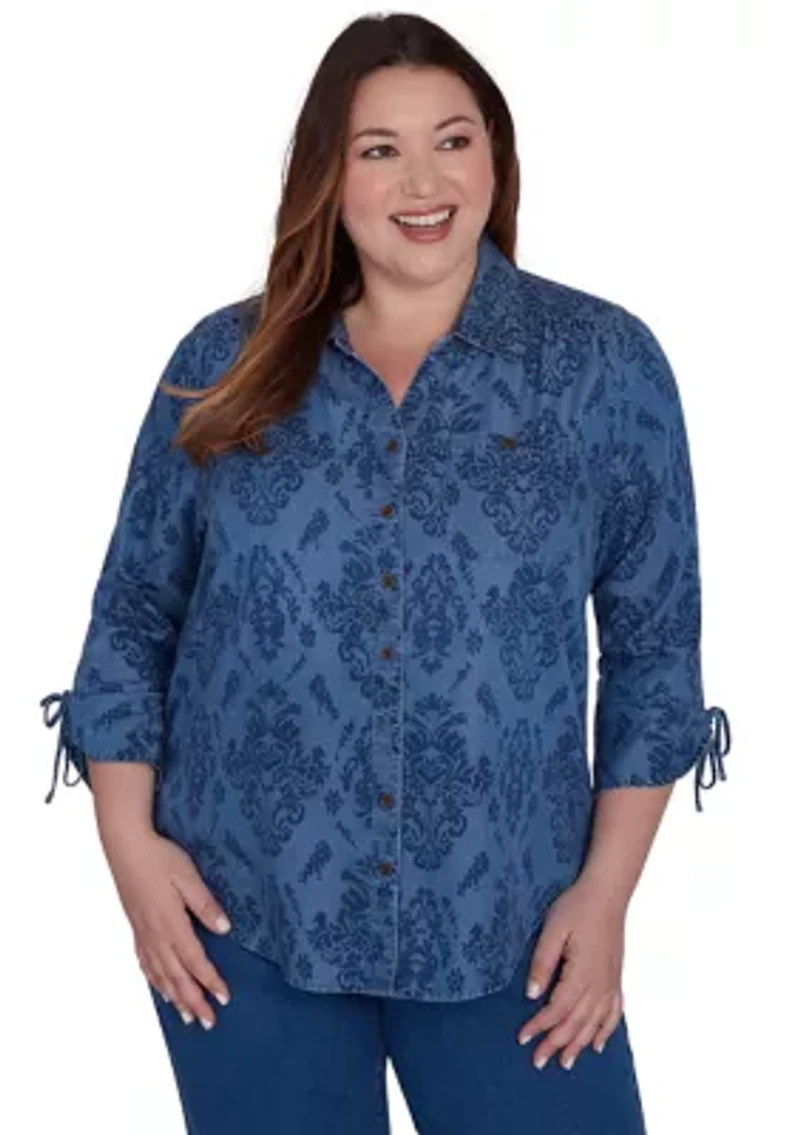 Plus Harvest Moon Medallion Tencel Shirt