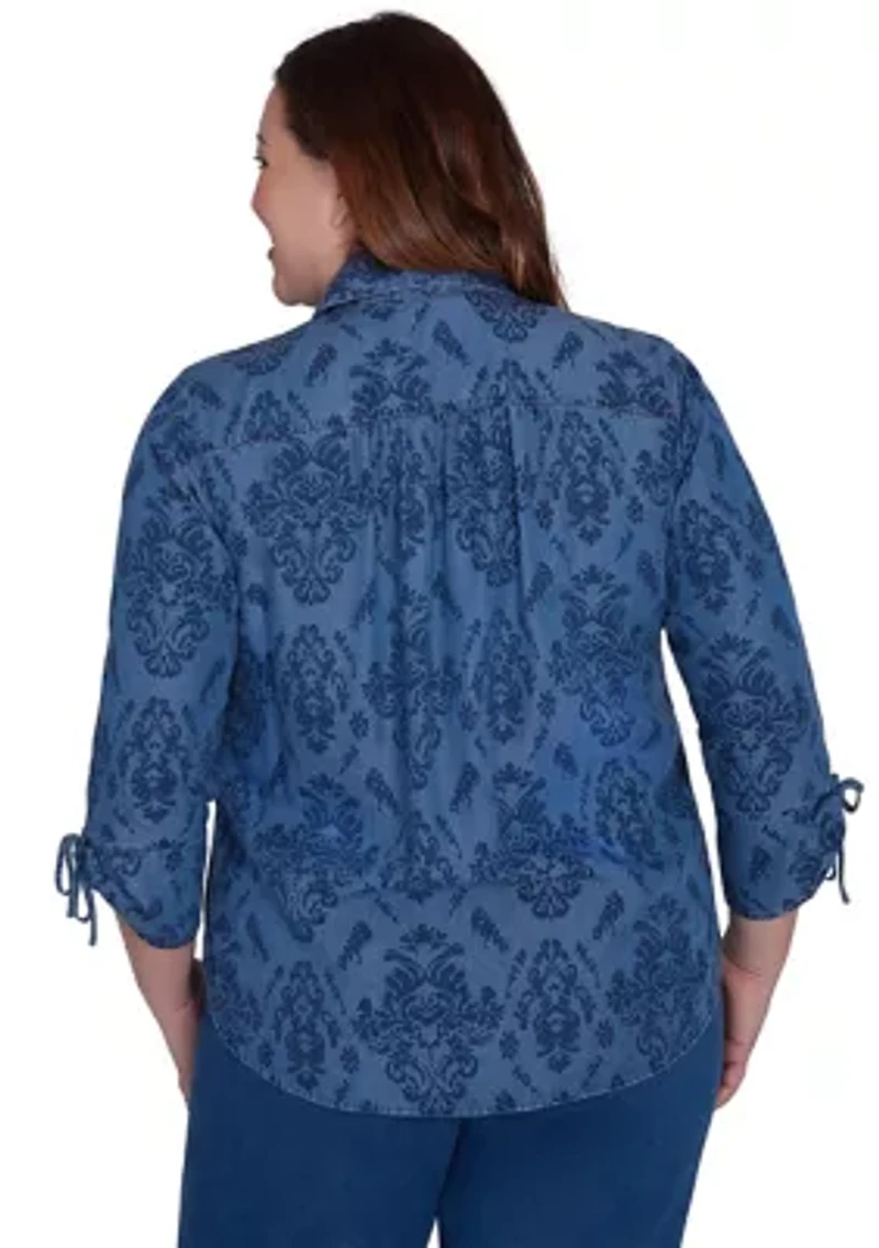 Plus Harvest Moon Medallion Tencel Shirt