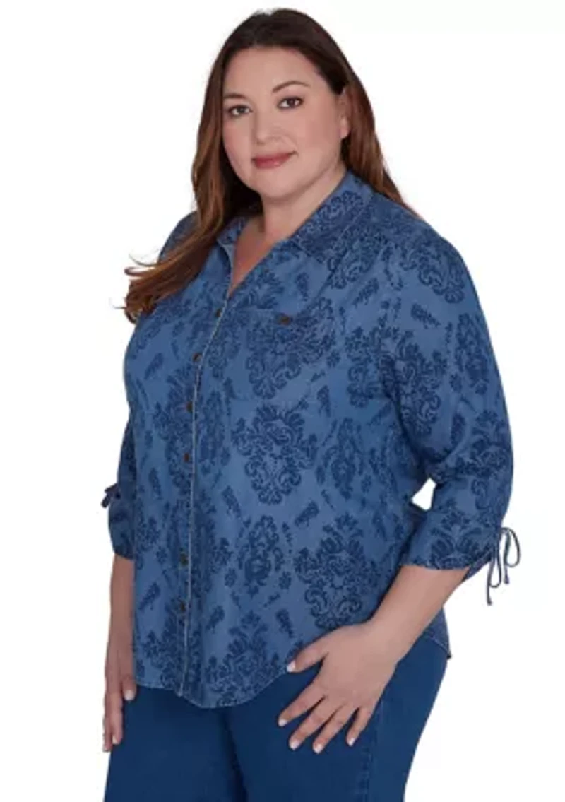 Plus Harvest Moon Medallion Tencel Shirt