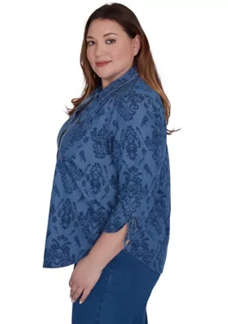 Plus Harvest Moon Medallion Tencel Shirt