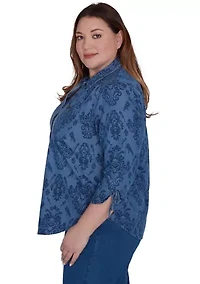 Plus Harvest Moon Medallion Tencel Shirt