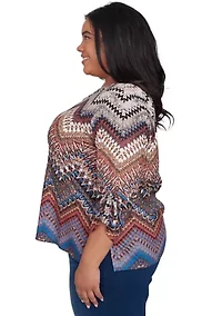 Plus Harvest Moon Chevron Texture Top