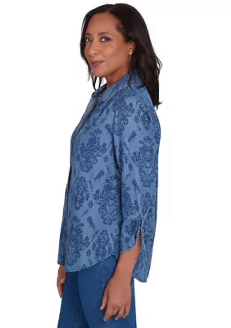 Petite Harvest Moon Medallion Tencel Shirt