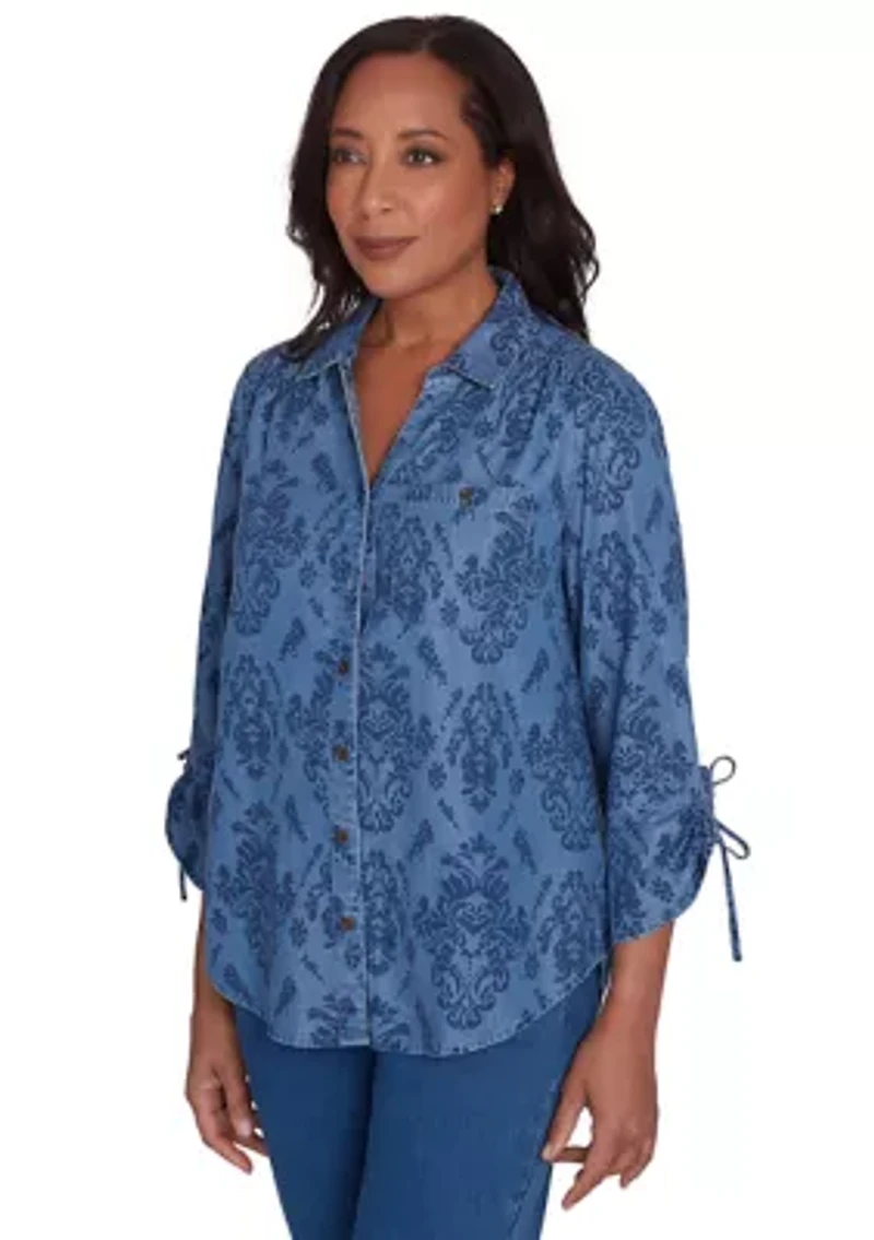 Petite Harvest Moon Medallion Tencel Shirt