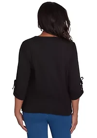 Petite Harvest Moon Paisley Floral Diagonal Embroidery Top