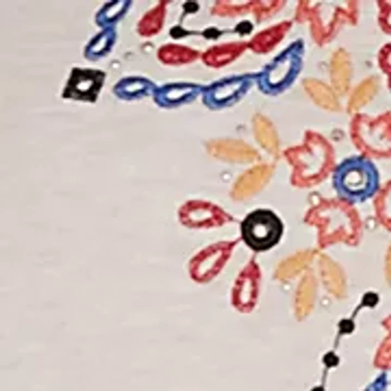 Petite Harvest Moon Medallion Embroidery Flutter Cuff Shirt