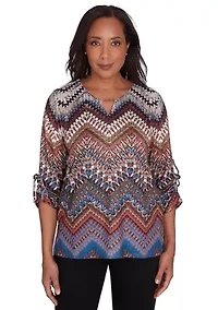 Petite Harvest Moon Chevron Texture Top