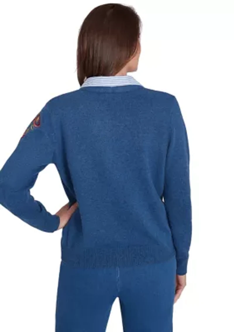 Petite Harvest Moon Paisley Floral Two One Sweater