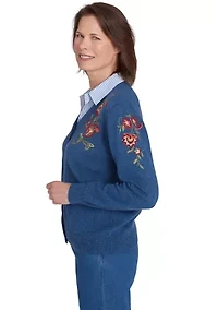 Petite Harvest Moon Paisley Floral Two One Sweater