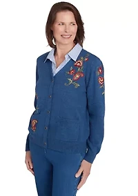 Petite Harvest Moon Paisley Floral Two One Sweater