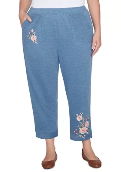 Plus Casual Fridays Floral Embroidered Ankle Pants
