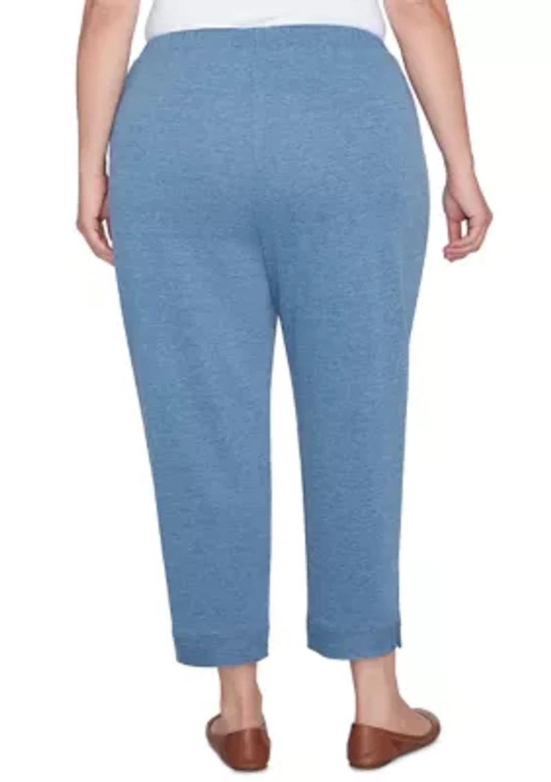 Plus Casual Fridays Floral Embroidered Ankle Pants