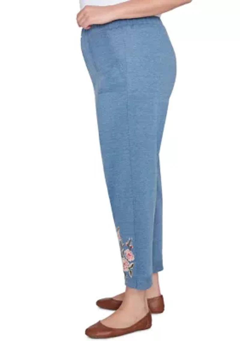 Plus Casual Fridays Floral Embroidered Ankle Pants