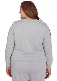 Plus Casual Fridays Spliced Floral Embroidery Top