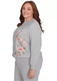 Plus Casual Fridays Spliced Floral Embroidery Top