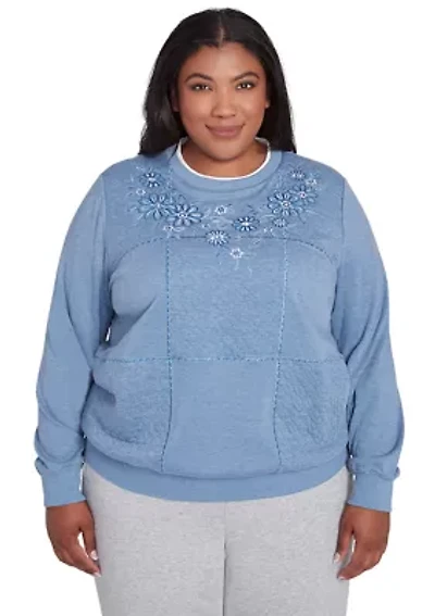Plus Casual Fridays Embroidered Boxes Top
